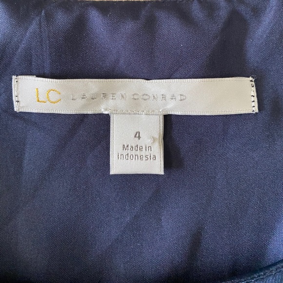 LC Lauren Conrad Navy Blue Dress W/ Pleated Skirt - Picture 3 of 7